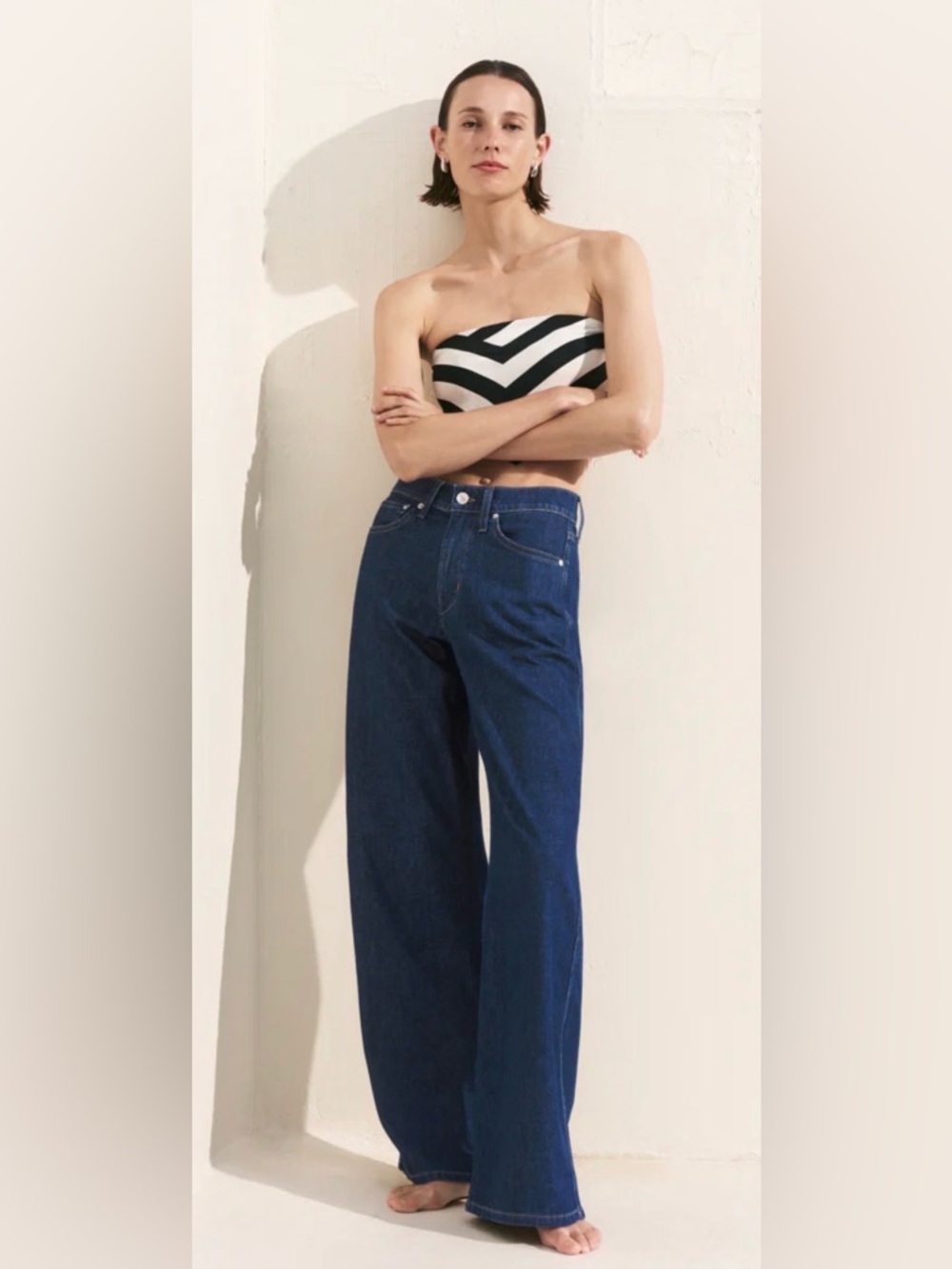 AYR Wide-Leg High-Rise Jeans in Deep Blue - Picture 4 of 14